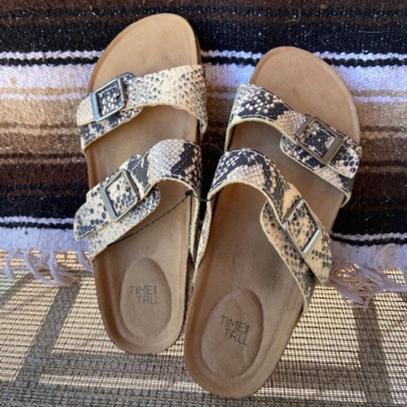 Time and Tru Shoes - size 9 faux snakeskin sandals